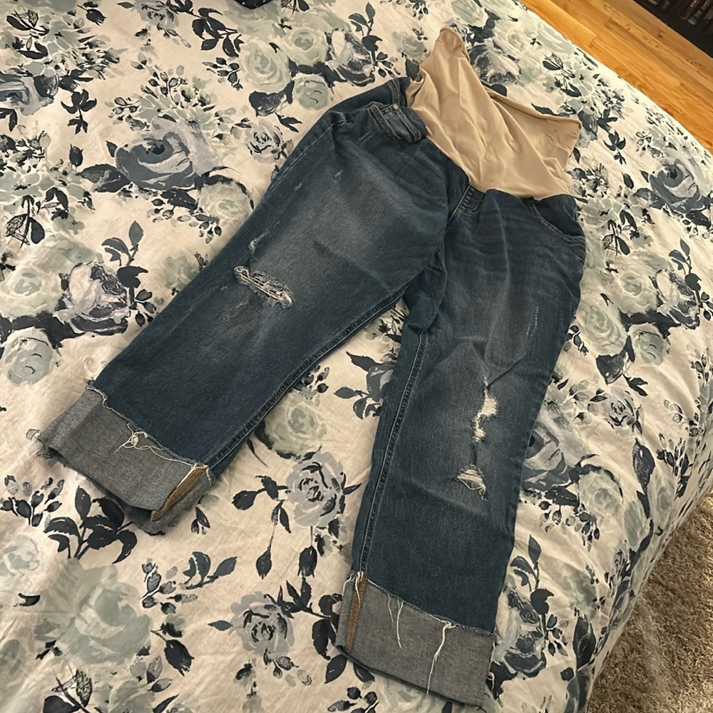 Indigo Blue Maternity Jeans with Belly Band - Sz L